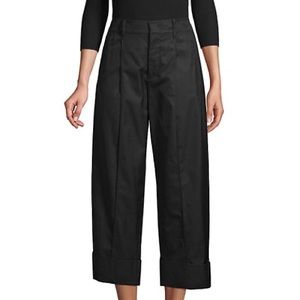 VINCE black high rise pleated cuffed cotton pants